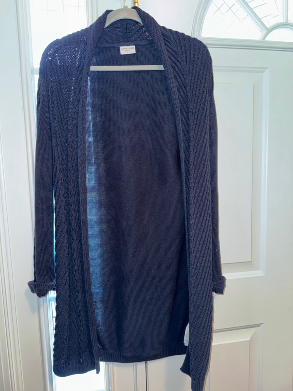 Navy Open-Front Cable Knit Cardigan - U.S. Polo